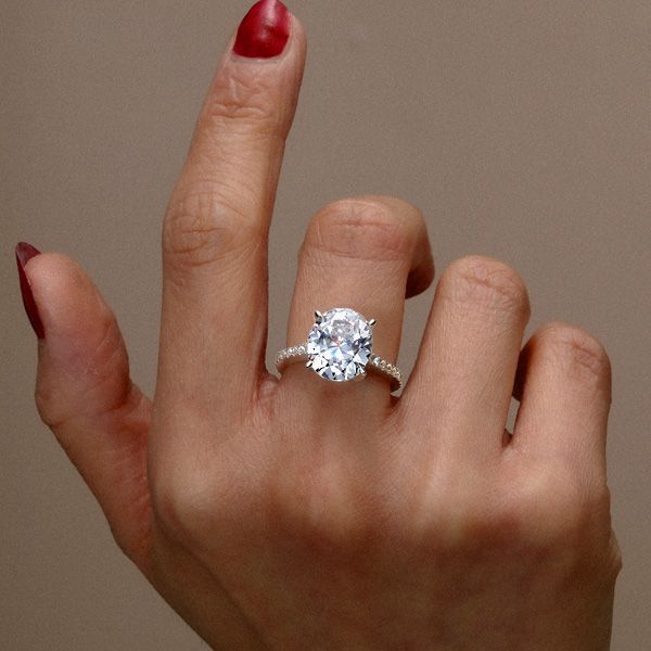 Rosaro Classic Oval Created White Sapphire Engagement Ring