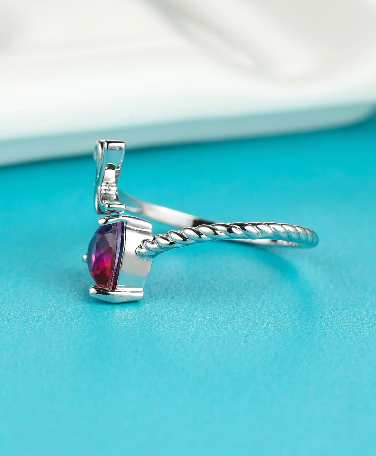 Rosaro Initial Letter Ring with Pink Gem Stone